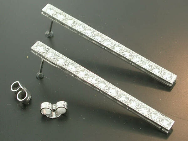 Vintage diamond bar earrings platinum 18kt white gold